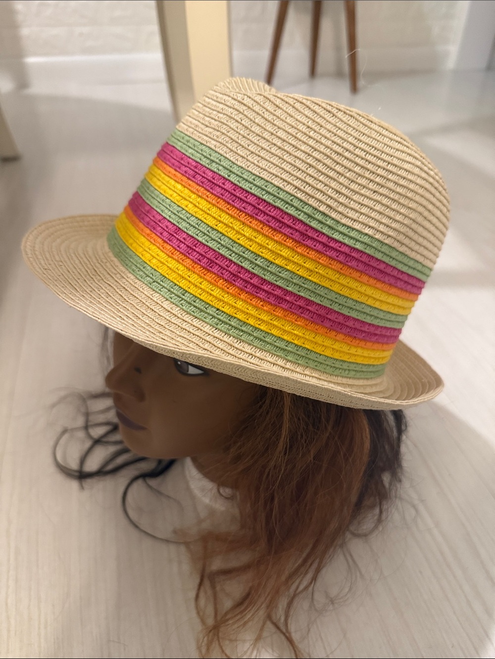 NWOT Colorful Straw Fedora Hat - Picture 3 of 11